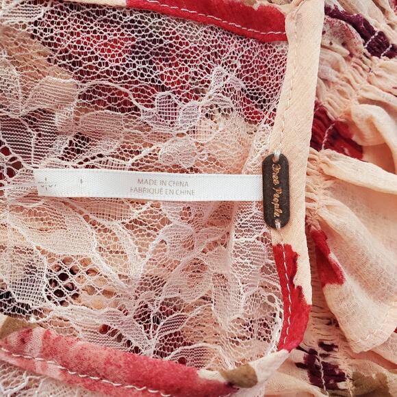 Free People Romantic Combo Floral Lace Daphne Blouse S - Picture 9 of 11